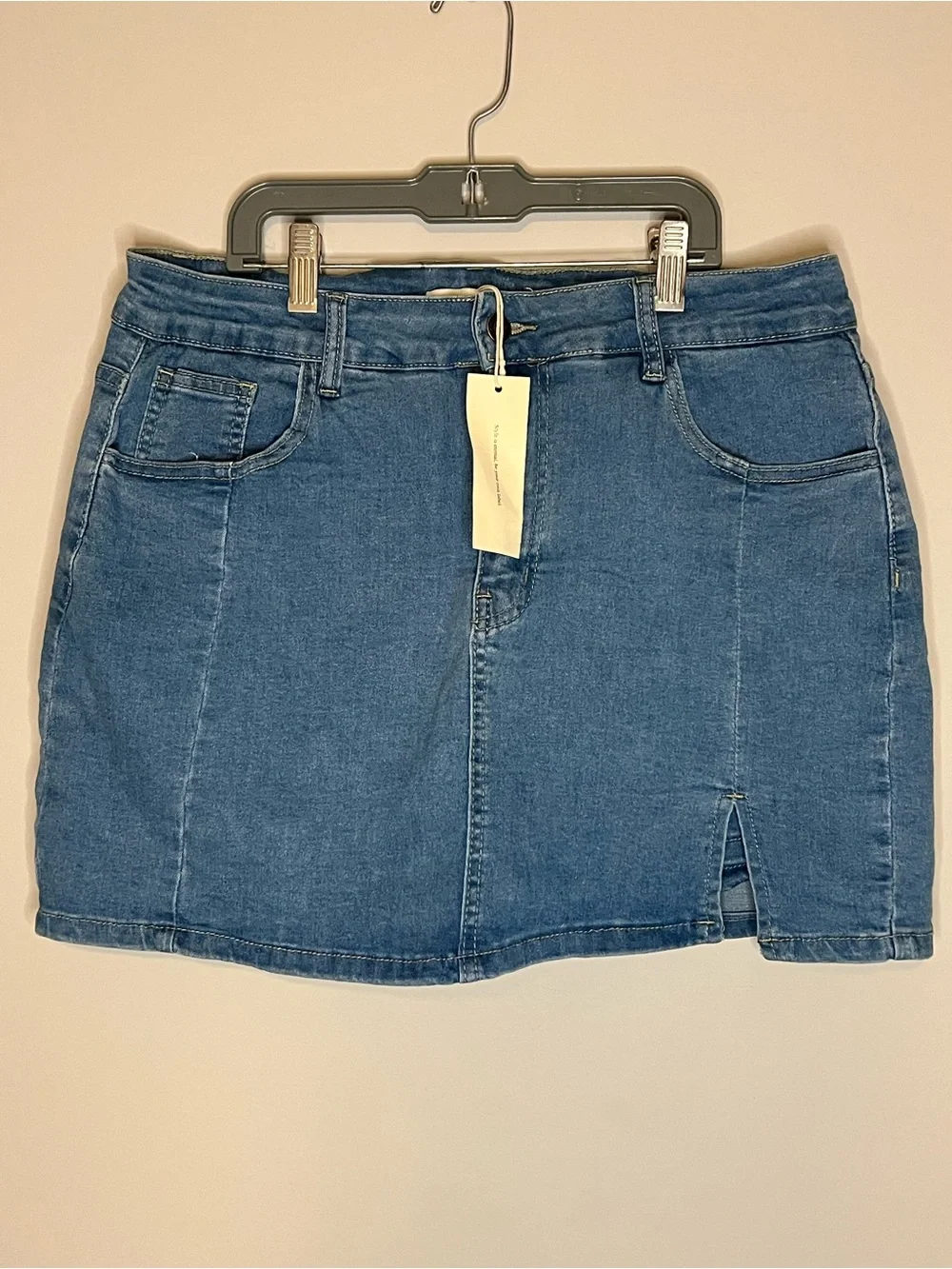 Classic Blue Denim Mini Skort with Front Notch